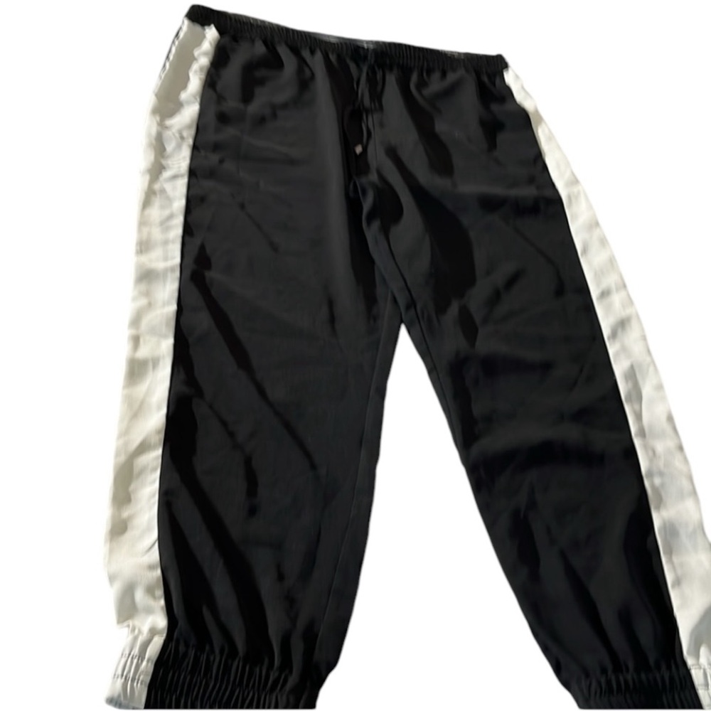 Mossimo Supply Co size large black silky jogger with white tux stripe